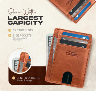 Leather Front Pocket Men's Wallet with RFID Blocking