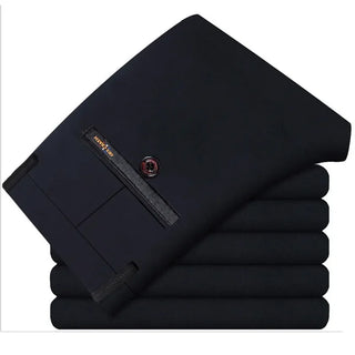 Plus Size Mens Trousers Work Pants Grey Black Dark Blue Elastic Straight Business Male Big 44 46 48 50 52 140KG Office Clothing