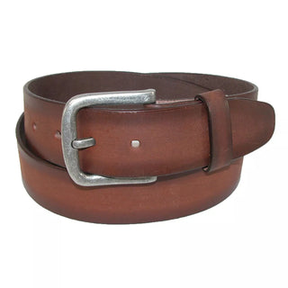 CTM Men'S Big & Tall Burnished Leather Bridle Belt with Removable Buckle