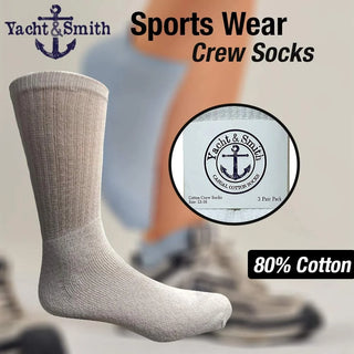 Bulk Big and Tall Mens Sport Crew Socks - 12 Pairs