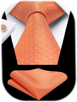 Men's Ties Set Stripe Plaid Ties for Men and Pocket Square Cufflinks Formal Silk Necktie