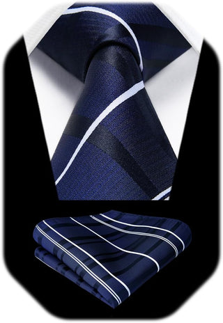 Plaid Checkered Tie Handkerchief Woven Classic Formal Men'S Necktie & Pocket Square Set