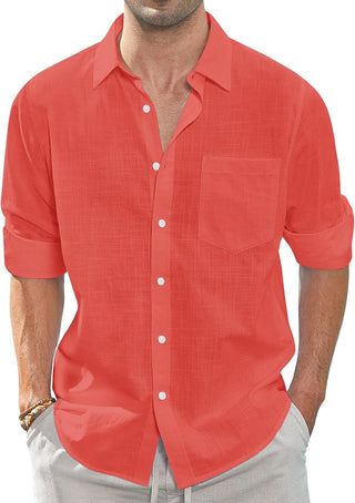 Big Men Linen Shirts Casual Button down