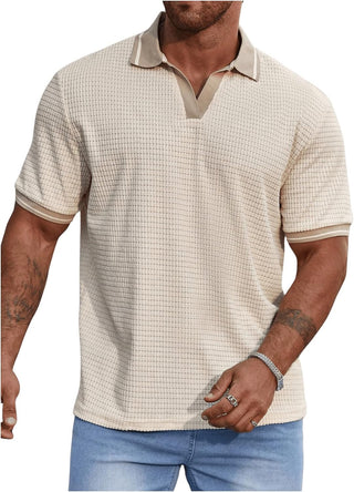 Men's plus Size Short Sleeve Knitted Textured Golf Shirt