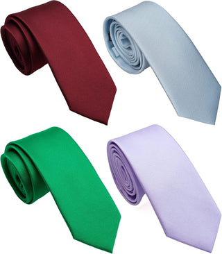 Skinny Solid Ties for Men, 4 Pack