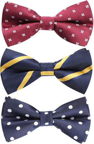 3/6 Pack Bow Tie Paisley Plaid Dot Pre-Tie Bow Tie