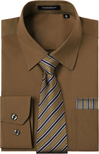 Big Men's Dress Shirt with Matching Tie and Handkerchief Set