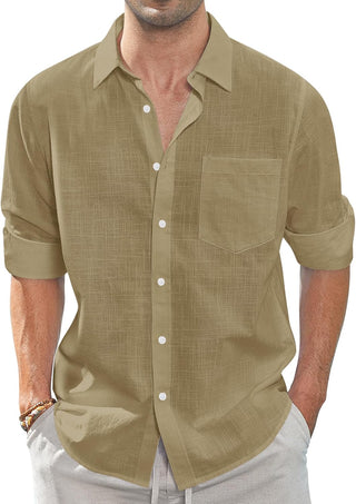 Big Men Linen Shirts Casual Button down