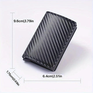 8-Cards Men'S Wallet Card Holder, Minimalist, RFID Anti-Theft Scan Pop-Up Aluminum Alloy Card Box