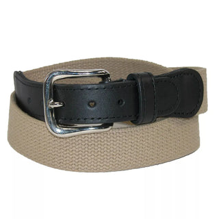 Boston Leather Men'S Big & Tall Cotton Web Belt with Leather Tabs