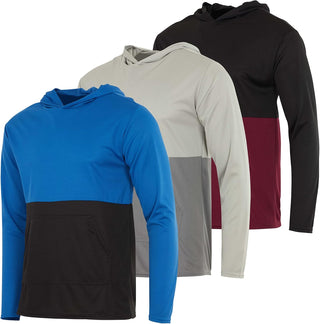 Big Men's Mesh Long Sleeve Athletic Pullover Hoodie Sweatshirt-3 Pack