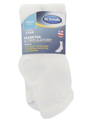 Big and Tall Diabetes & Circulatory Ankle Socks for Men - 6 Pack