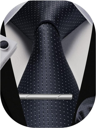 Plaid Ties for Men Classic Checkered Tie and Pocket Square Cufflinks Tie Clip Set