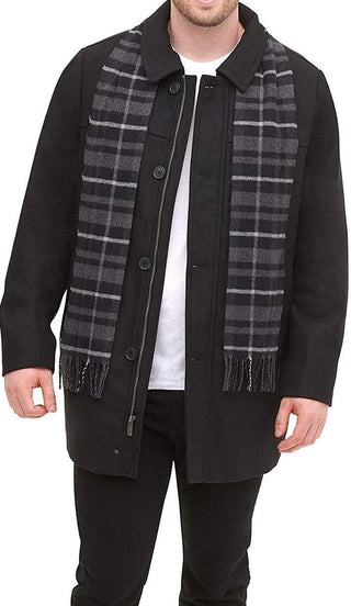 Big Mens Wool Blend Coat with Scarf