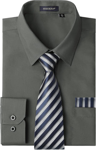 Big Men's Dress Shirt with Matching Tie and Handkerchief Set