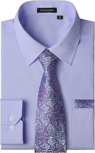 Big Men's Dress Shirt with Matching Tie and Handkerchief Set