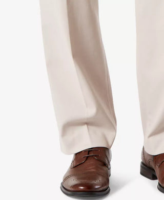 Men'S Big & Tall Easy Classic Pleated Fit Khaki Stretch Pants