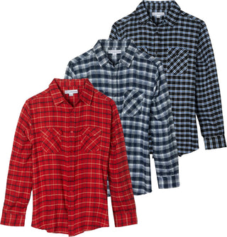 Big Men's Long-Sleeve Flannel Shirts - 3 Pack