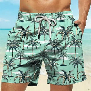 Palm Tree Tropical Men'S Resort 3D Printed Board Shorts Swim Trunks Pocket Comfort Breathable Short Hawaiian Style Holiday Beach