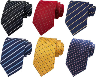 Men's Classic Jacquard Woven Ties - Pack of 4 or 6