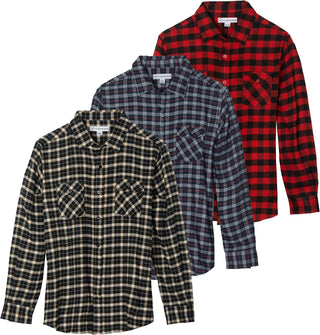 Big Men's Long-Sleeve Flannel Shirts - 3 Pack