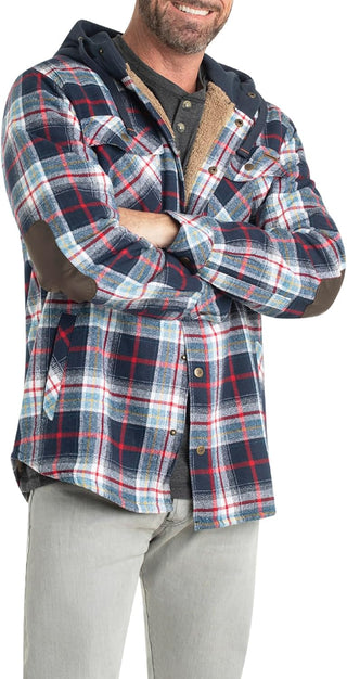 Big Mens Lined Hooded Flannel Shirt Jacket