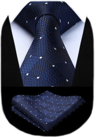 Plaid Checkered Tie Handkerchief Woven Classic Formal Men'S Necktie & Pocket Square Set