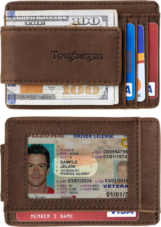 Leather Magnetic Front Pocket Money Clip Wallet