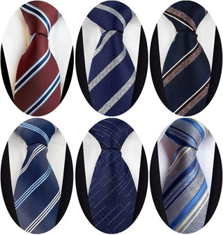 Men's Necktie Classic Silk Tie Woven Jacquard Neck Ties 6 PCS