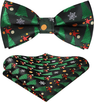 Christmas Bow Tie and Pocket Square Set