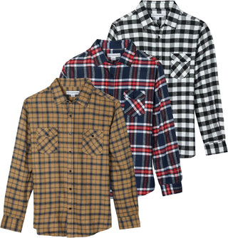 Big Men's Long-Sleeve Flannel Shirts - 3 Pack