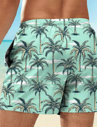 Palm Tree Tropical Men'S Resort 3D Printed Board Shorts Swim Trunks Pocket Comfort Breathable Short Hawaiian Style Holiday Beach