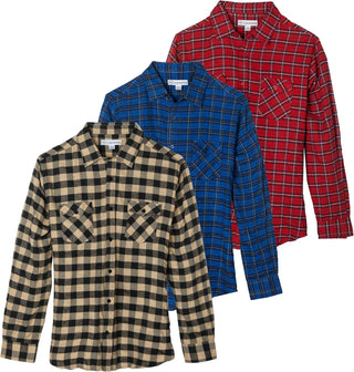 Big Men's Long-Sleeve Flannel Shirts - 3 Pack