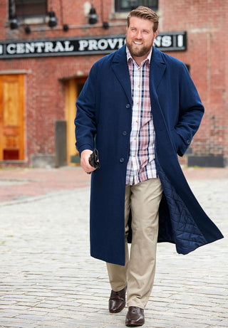 Big Mens Wool-Blend Long Overcoat