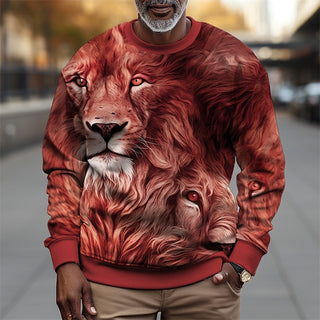 Graphic Lion Men'S Fashion 3D Print Golf Pullover Sweatshirt Holiday Vacation Going Out Sweatshirts Red Purple Long Sleeve Crew Neck Print Spring & Fall Designer Hoodie Sweatshirt