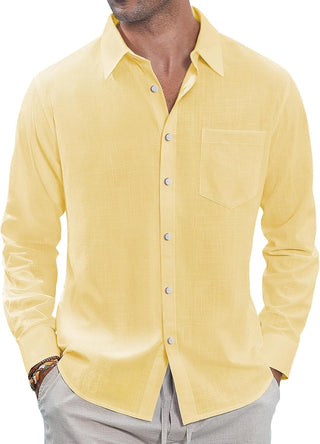 Big Men Linen Shirts Casual Button down