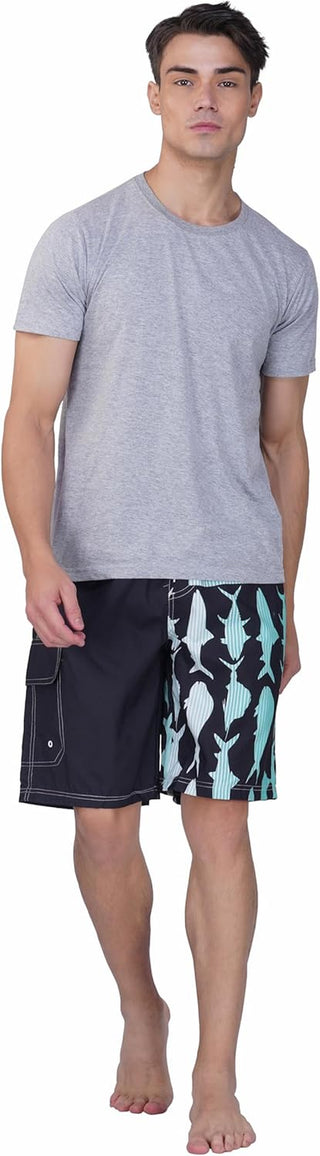 Big Mens Cargo Microfiber Beach Swim Trunks