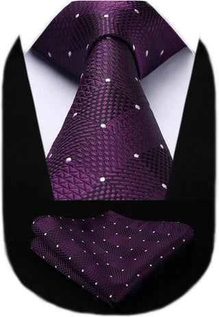 Plaid Checkered Tie Handkerchief Woven Classic Formal Men'S Necktie & Pocket Square Set