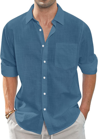 Big Men Linen Shirts Casual Button down