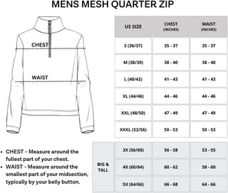 Big Men's Mesh Long Sleeve Athletic Quarter Zip Pullover - 3 Pack