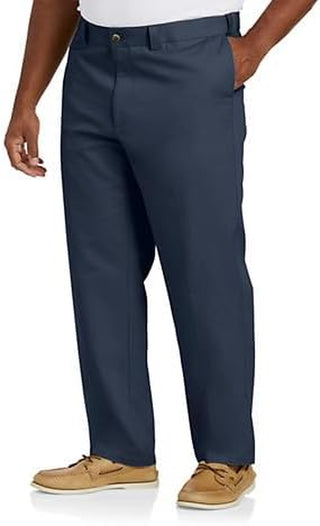 Men's Big and Tall Flat-Front Twill Pants for Work