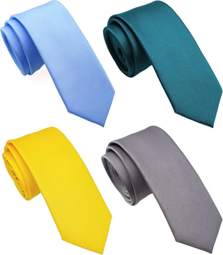 Skinny Solid Ties for Men, 4 Pack