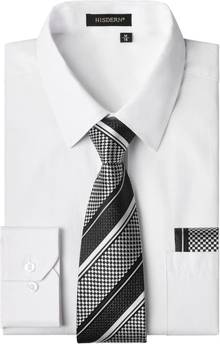 Big Men's Dress Shirt with Matching Tie and Handkerchief Set