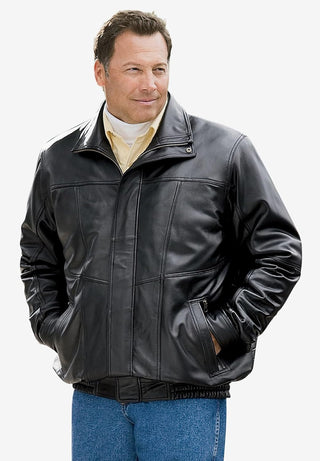 Big & Tall Men's Leather Bomber Jacket