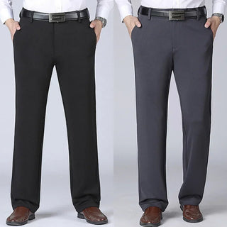 2Pcs Big Size Men'S Business Pants plus Size 40-52 95-155Kg Formal Work Long Pants Elastic Waist Suit Pants Casual Trousers