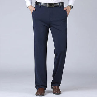 Men'S Business Pants Big Size 52 Elastic Waist Straight Suit Pants Formal Work Long Pants Large Size Loose Casual Trousers