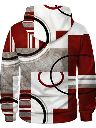 Men'S Unisex Hoodie Pullover Hoodie Sweatshirt Wine Red Black Blue Green Hooded Geometric Color Block Graphic Prints Lace up Print Daily Sports 3D Print Designer Casual Big and Tall Fall & Winter