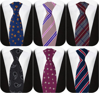 Men's Necktie Classic Silk Tie Woven Jacquard Neck Ties 6 PCS