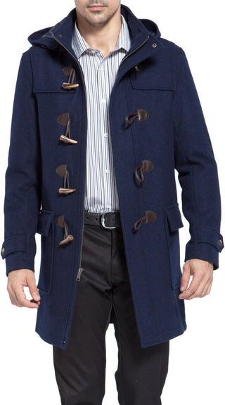 Big Men's Single Breasted Duffle Coat with Hood