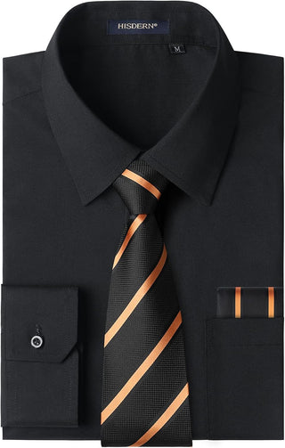 Big Men's Dress Shirt with Matching Tie and Handkerchief Set